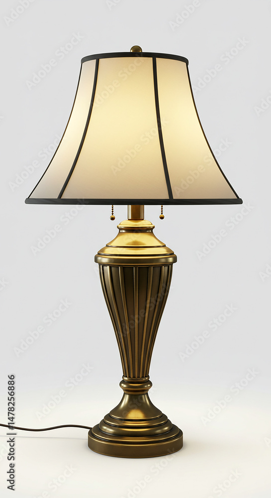 Poster elegant bronze table lamp with a beige lampshade, perfect for adding a touch of classic style to any