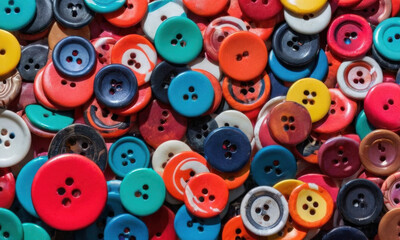Fototapeta premium A selection of colorful buttons arranged on a table