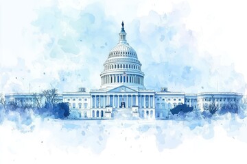 Capitol Building Watercolor