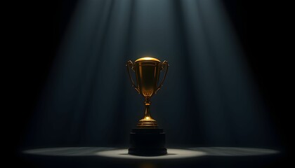 Golden Trophy in Spotlight Celebrating Success and Achievement