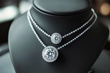 Elegant diamond necklaces on display (1)