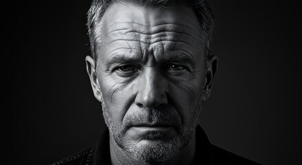 Mature Man Portrait Black and White