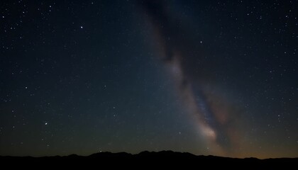 Majestic Milky Way Galaxy Rising Over Dark Mountain Silhouette