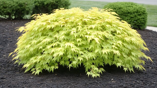 Vibrant Yellow Japanese Maple Tree Bush Landscape