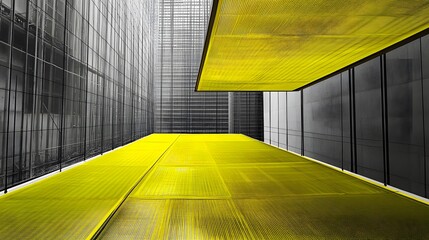 Abstract Yellow Grid Architecture Modern Cityscape