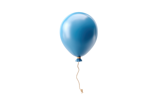 PNG Single blue balloon with string on white background