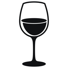 A clean, minimalist illustration of a wine glass filled with wine.