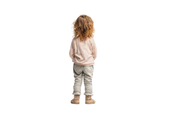 PNG Young caucasian female child in casual outfit standing alone
