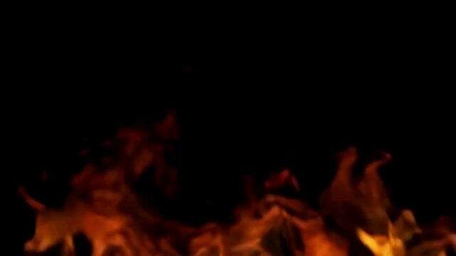 Fire Flames burning in the dark. 4K motion background. 3d rendering. Seamless loopable animation