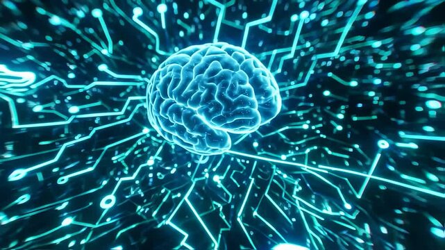 Artistic biological model of a brain, AI, Computer Algorithms, Artificial Intelligence and Large Language Model Visualization 