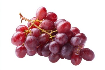 Fototapeta premium A bunch of red grapes, glistening with water droplets.