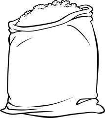 a sack of rice line vector illustration isolated on white background