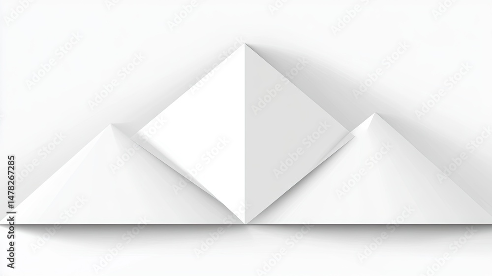 Poster abstract composition of overlapping white triangles.