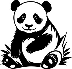 cute panda silhouette vector illustration