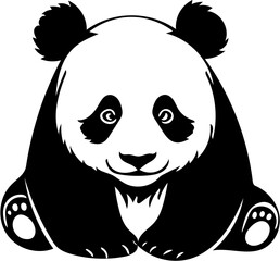 cute panda silhouette vector illustration