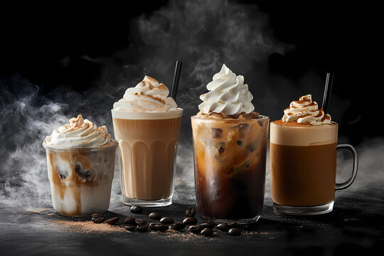 Coffee Variations: Indulge your senses with an array of coffee creations, each offering a unique flavor profile.  From creamy iced coffees to rich, frothy lattes.