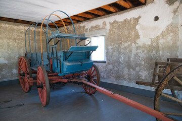 Old wooden wagon at Fort Laramie, Wyoming