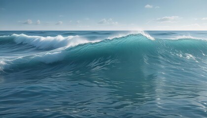 Obraz premium Serene blue water wave texture; tranquil ocean surface , tint, background