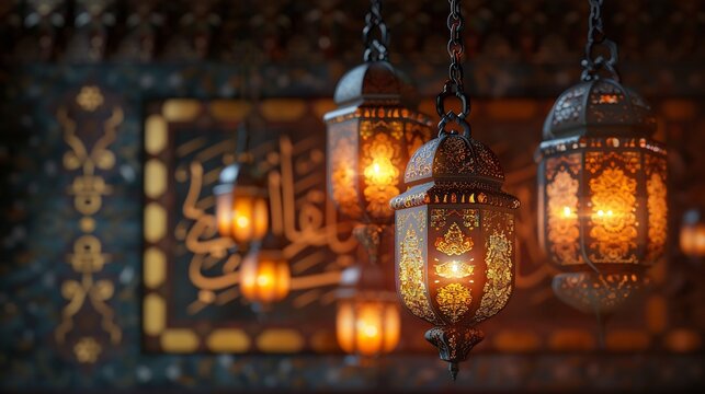 Ramadan mubarak & eid al-fitr lanterns: islamic holiday decorations silhouette - Powered by Adobe