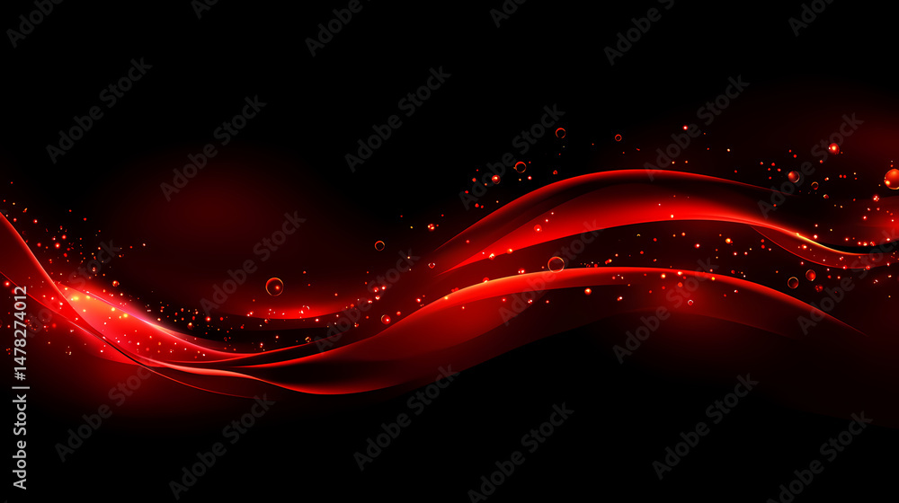 Poster abstract red energy wave: a captivating abstract design featuring a dynamic red energy wave against 