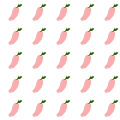 Peach MANGO seamless pattern on white background 