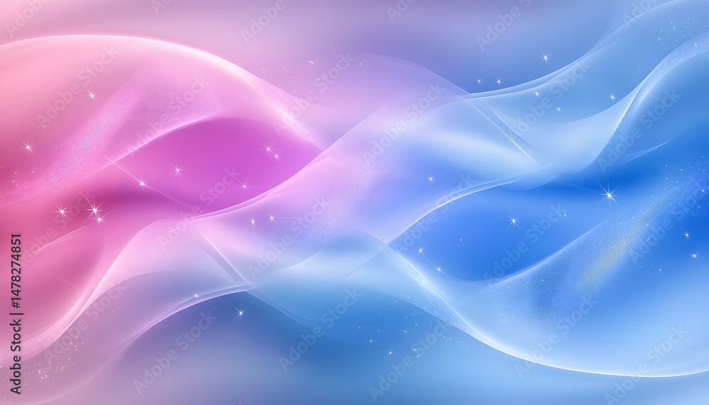 Poster abstract design with flowing curves and soft hues.