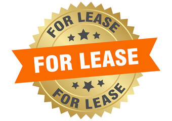 for lease. for lease round orange and gold label isolated on transparent background