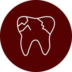 Broken Tooth Vector Brown Circle Icon Design
