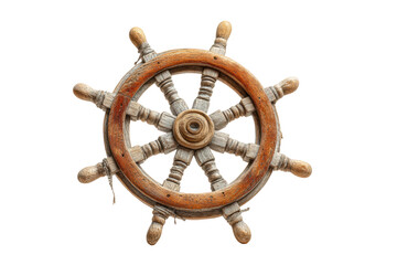 PNG Rustic wooden ship wheel on black background