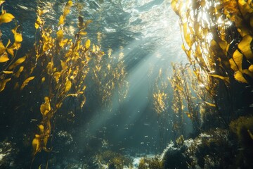 Sunlight filtering through kelp forest