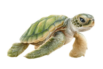 Obraz premium PNG Detailed illustration of a green sea turtle in natural pose