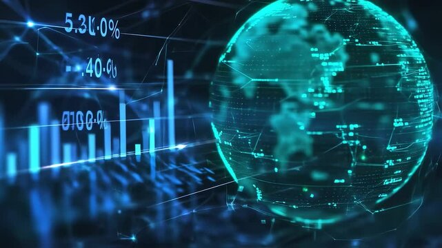 Global business statistics charts background. Artificial Intelligence and Large Language Model Visualization - Powered by Adobe