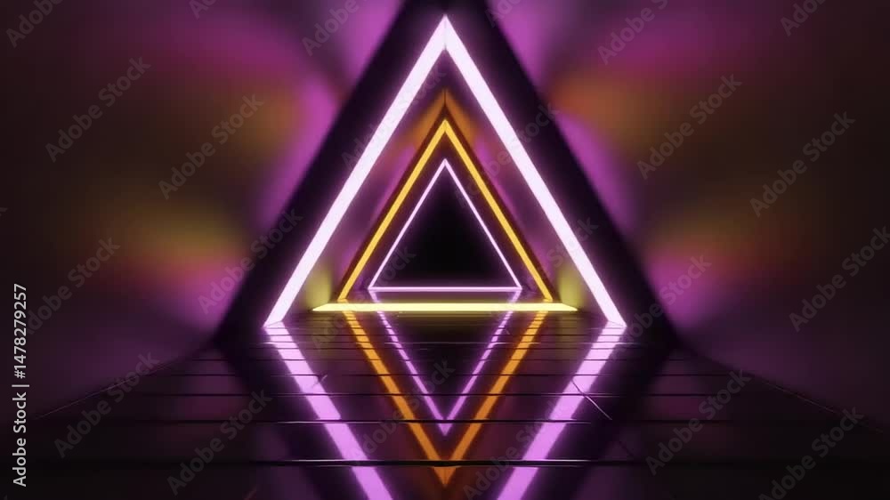 Aufkleber illuminated triangles tunnel into abstract space