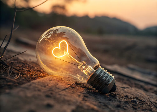 Heart Shaped Light Bulb Nature