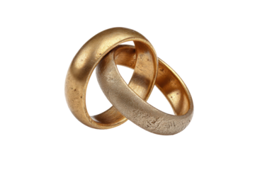 PNG Two interlocked gold wedding rings on black background