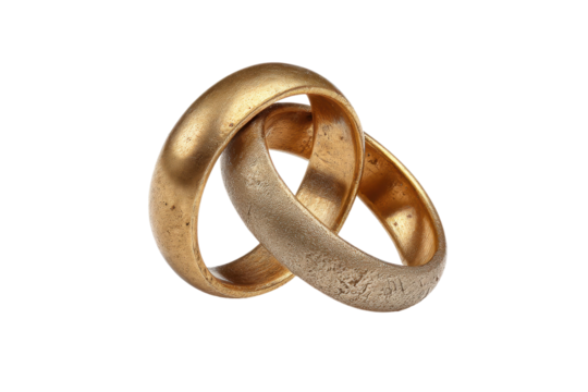 PNG Two interlocked gold wedding rings on black background