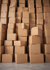Neatly stacked used cardboard boxes, ready for recycling pickup ,  pickup,  container,  compact