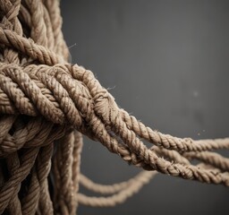 Frayed rope under extreme tension, near breaking , thread, fiber