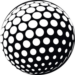 golf ball line art on transparent background