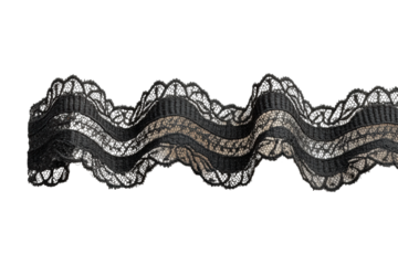 PNG Elegant black lace trim with scalloped edges for fashion design and crafting