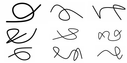 hand drawn scribbles Black swirling and winding lines. Hand drawn calligraphy swirls. Black wavy lines. Vector illustration in scribble style