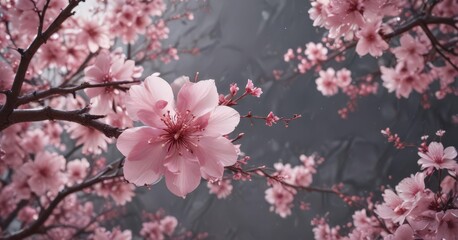 Fototapeta premium Abstract pink petals swirl, ethereal sakura bloom , falling, light, magical