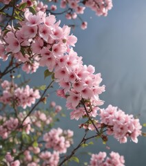 Obraz premium Soft pink blossoms, delicate petals, lush background, macro, pink petals, closeup