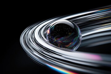 Abstract cosmic sphere orbiting rings