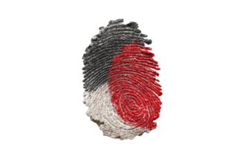 PNG Textured fingerprint sculpture in black, white, and red