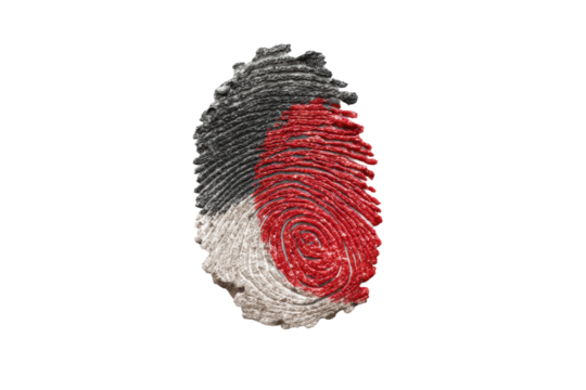 PNG Textured fingerprint sculpture in black, white, and red