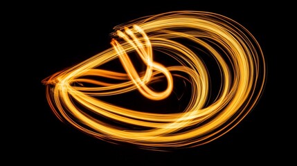 Abstract photo of light trails shaped like treble clef symbolizing sound in motion and energy of music creative long exposure