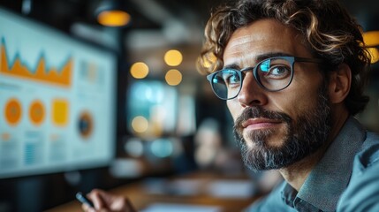 Focused businessman in office setting