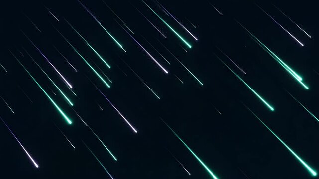 Abstract vector illustration of colorful shooting stars in night sky  