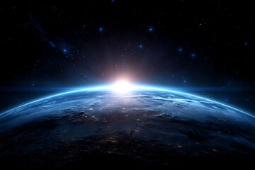 Fototapeta premium Earthrise with City Lights and Stars